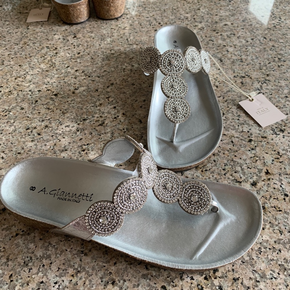 A. Giannetti Silver Sandals